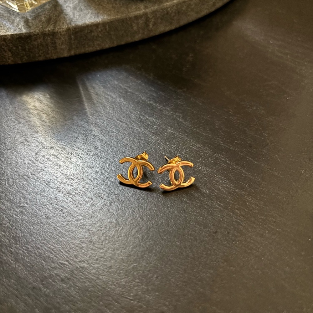 Gold Chanel Stud Earrings